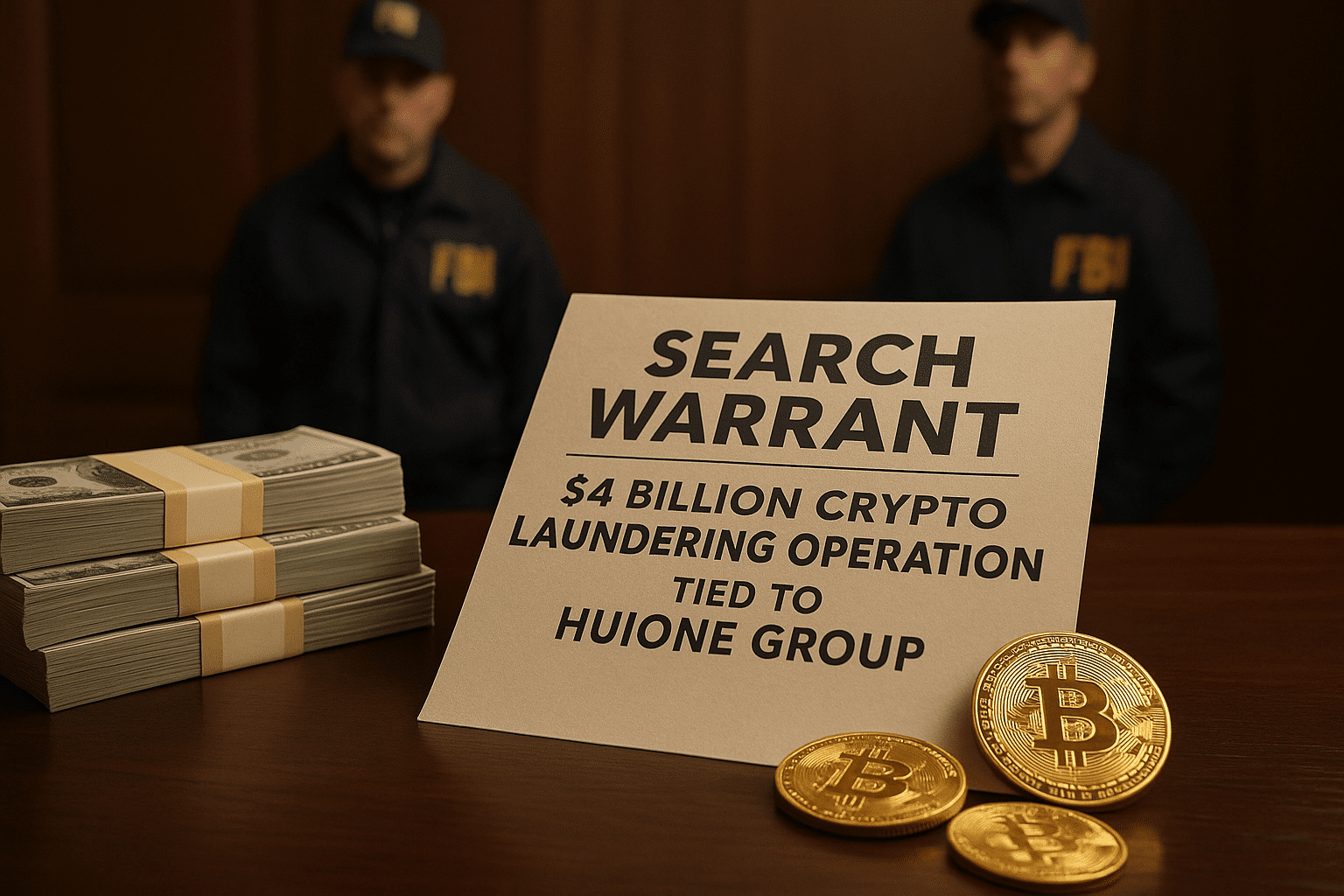 Huione Group crypto laundering crackdown illustration
