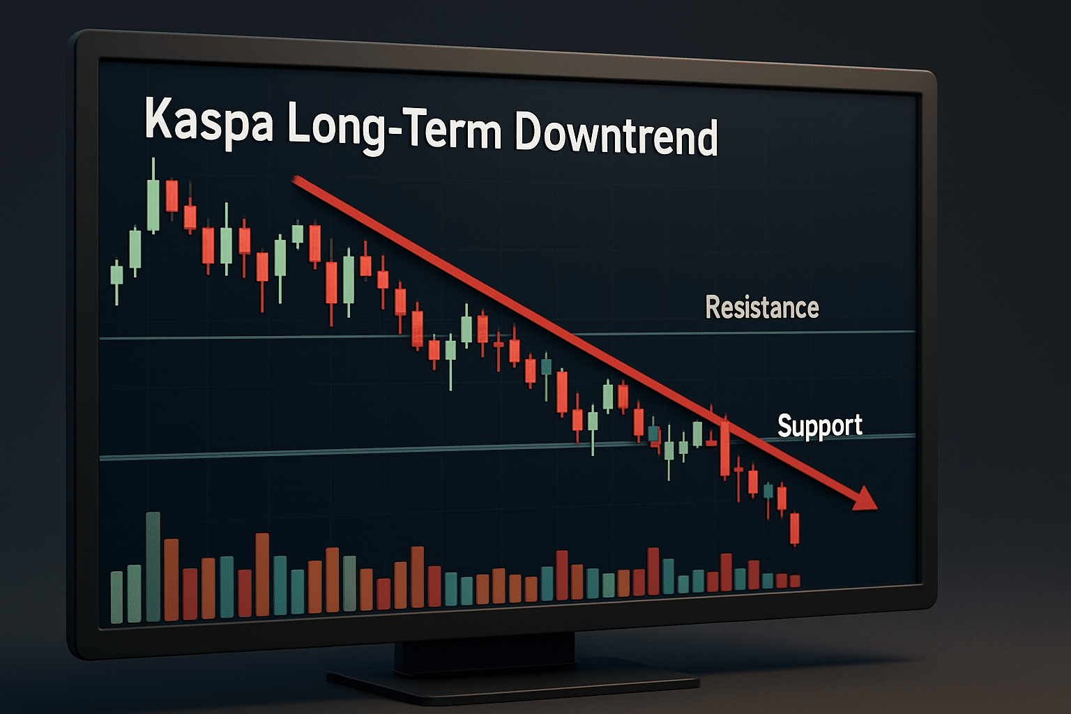 Kaspa long-term downtrend chart analysis