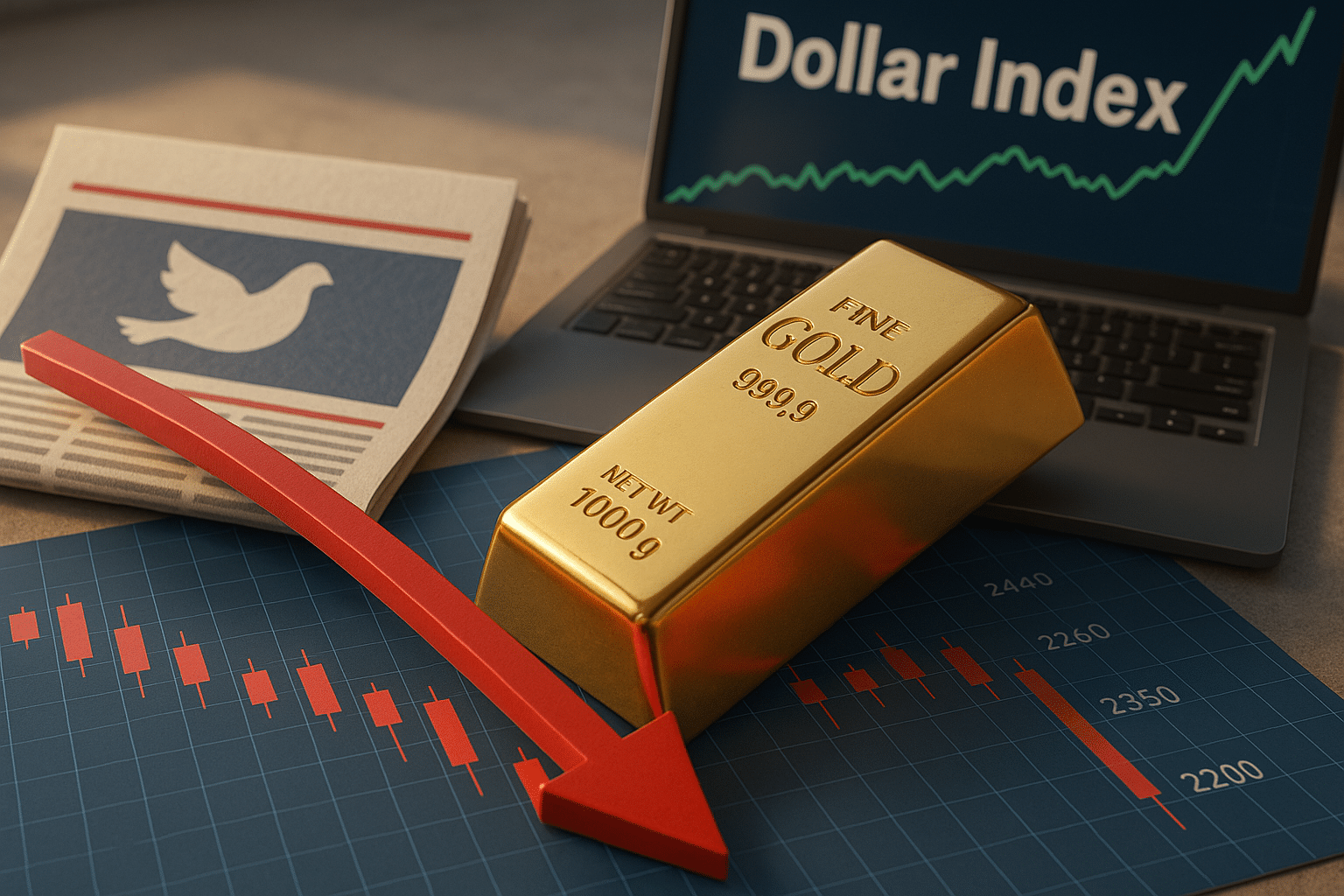Gold Prices Retreat to Four-Week Lows as Geopolitical Calm and Fed Caution Undermine Demand