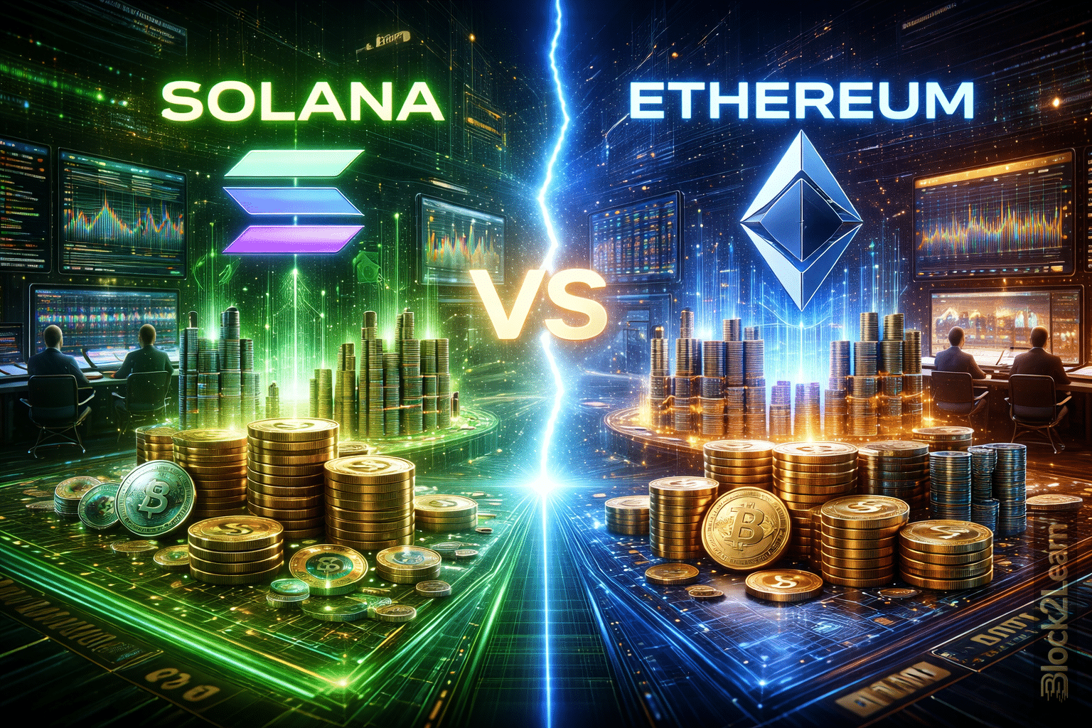 Solana vs Ethereum market structure comparison showing trading velocity and institutional liquidity