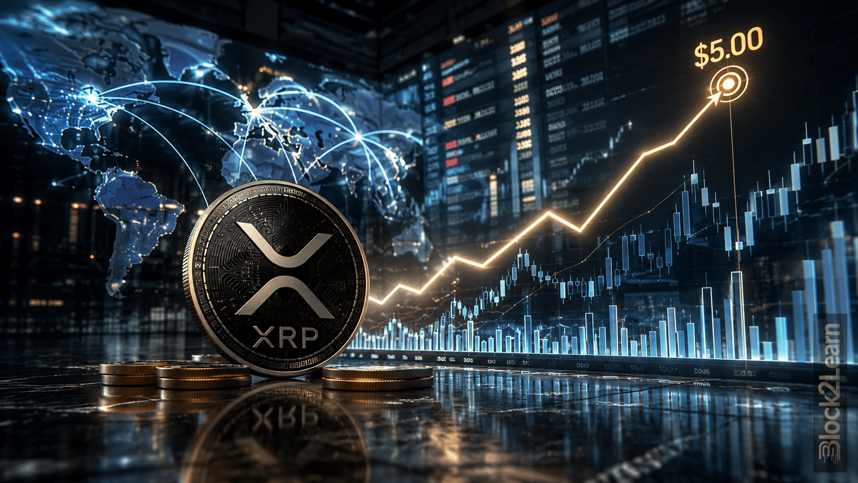 XRP price prediction 2026 with XRP token, market chart and $5 target