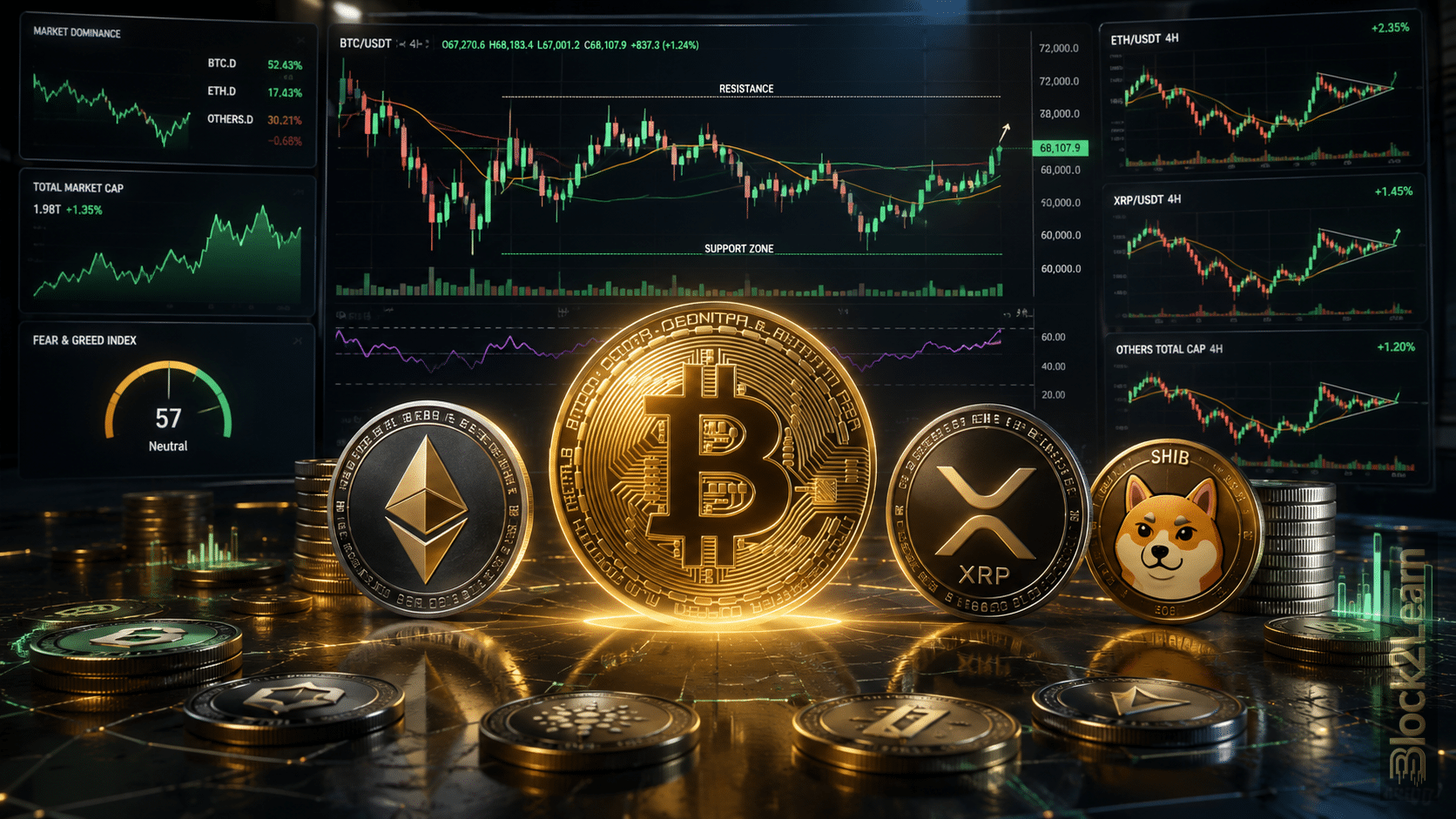 Crypto market recovery analysis featuring Bitcoin, Ethereum, XRP, SHIB and major altcoins